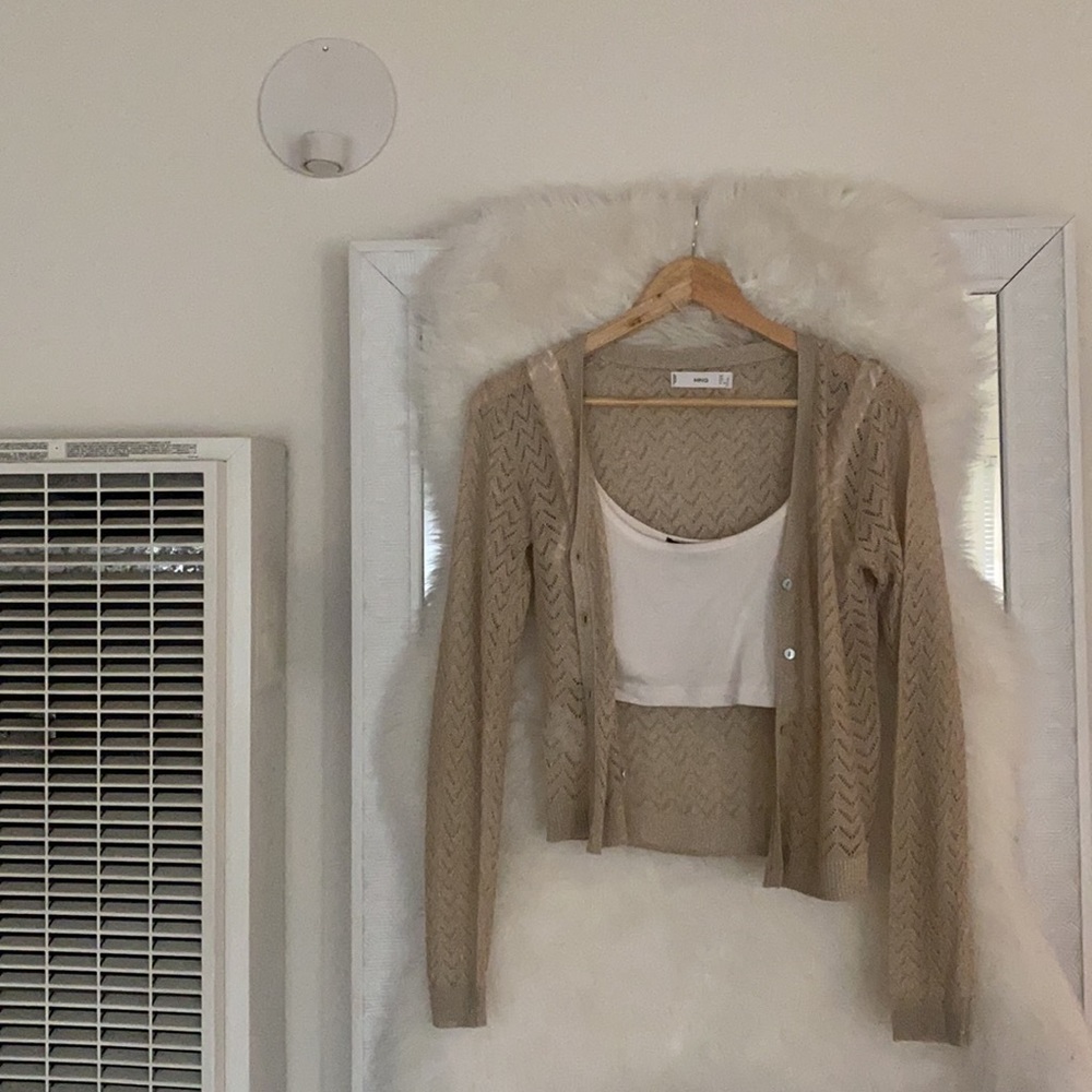 • § Millennium Glitter Cardigan • Mango Gold Stitch Sweater § • - Picture 4 of 5